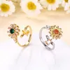 Adjustable sunflower rotating ring with diamond simple and versatile popular compression ring