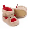 Boots Infant Baby Christmas Fleece Slippers Soft Anti-Slip Elk Reindeer Booties Winter Warm Toddler Crib Shoes