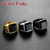 Cluster Rings Dignified Black Carnelian Stainless Steel Golden Square Signet Ring For Men Pinky Male Wealth And Rich Status Jewelr3206