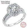 Yhamni Fashion Jewelry Ring a S925 Stamp Real 925 Sterling Silver Ring Set 2 Carat CZ Diamond Mading Rings for Women 510202W