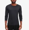 Lu Men Yoga Outfit Sports Long Sleeve T-shirt Mens Sport Style Collar button Shirt Training Fitness Clothes Elastic Quick Dry Wear LL High street leisure 111