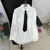 Camisas casuais masculinas ebaihui white com gravata uniforme preppy dk camisa de manga curta solta casal básico de tamanho asiático