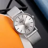 Wristwatches Watches For Women Luxury Silver Pink Dial Simple Metal Ladies Bracelet Quartz Clock Wrist Watch