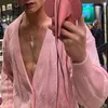 Мужские свитера 2024 вязание зимние теплые пальто плюс размер Мужские топ-кардиганы Сплошные розовые свитер мужчины сексуальные v-образные перемычки 2023