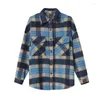 Women's Blouses Thickened Flannel Shackets For Women 2023 With Pockets Plaid Casual Loose Shirt Jacket Layered Green Blue Black