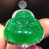 China Jade Stone Buddha Gold Jewelry High Quality Natural Ice Jadeite Charm Pendant