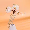 Hair Clips Classic Pearl Lotus Comb For Women Vintage Chinese Style Flower Forks Hairpin Headwear Elegant Accessories