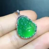 SGARIT Gemstone Wholesale Natural Stone Green Chalcedony Jade Buddha Pendant Necklace Sterling Sier Jewelry For Women