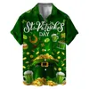 Chemises décontractées pour hommes Male Saint-Patrick's Fashion Lettre de mode Irlande Imprimé Imprimé à manches courtes Streetwear de vacances en plein air