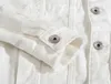 4xl Beyaz Yırtık Denim Ceketler Menwomen hip hop delikleri Sıradan moda sıkıntılı sokak kıyafetleri katı erkek kot ceket 231222