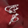 Ryggar örhängen 925 Sterling Silver Pretty Heart Crystal for Women Romantic Ear Buckle Party Wedding Jewel Christmas Gifts