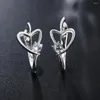 Ryggar örhängen 925 Sterling Silver Pretty Heart Crystal for Women Romantic Ear Buckle Party Wedding Jewel Christmas Gifts