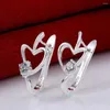 Ryggar örhängen 925 Sterling Silver Pretty Heart Crystal for Women Romantic Ear Buckle Party Wedding Jewel Christmas Gifts