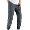 Men's Pants 2024 Multi-Pockets Spring Cargo Men Drawstring Solid Slim Fit Joggers Streetwear Casual Straight Trousers