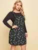 Plus size jurken Finjani Casual algemene jurk dames dity print gesp square square nek lichte stretch