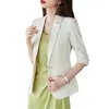 Giacca per abiti da donna 2024 Blazer leggero sottile a manica da sette minuti Summer Women Abbigliamento Solido Office Lady