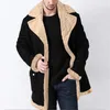 Jaquetas masculinas Vintage Fuzzy Leather Jacket Men Oversized Turn Down Collar Caso