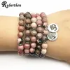 Ruberthen 2018 natürlicher schwarzer Vene Rhodonit -Armbandbaum des Lebens Ohm Charme Heilung Perlen für Frauen J190722303f