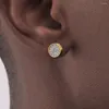 Stud Earrings Round Punk Piercing Ear For Men Woman Trendy Delicate Iced Out CZ Hiphop Rapper's Earing Fashion Jewelry OHE163