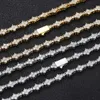 high quality Hip Hop Men's Necklace 6.5mm Spring Buckle Aircraft Tennis Chain Zircon Necklace Jewelry For Women