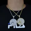 Chains Bling Iced Out Full Diamond Rock Punk Jewelry Micro Paved Big Heavy Cuban Chain Hip Hop Men's Goat Shape Round Pendant200S