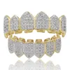 Europe et Amérique Hip Hop Iced Out CZ Gold Dentans Grillz Grillz Bottom Bottom Diamond Dents Grillzs Set Men Women Grills242b