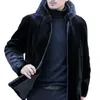 Vestes pour hommes Automne et hiver en fausse fourrure manteaux de mode coréenne mince de vêtements brun mouluffy thermique de veste thermique mâle décontractée