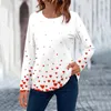 Women's Blouses Long Sleeved Round Neck Valentine's Day Fashion Tops For Women Blouse Sexy Womens Tunic Top Work