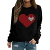 Herrtröjor Långärmad skjortor för kvinnor Lätt crewneck Loose Valentine's Day Print Pullover Top Slim-typ Design Ropa de Mujer