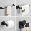 Badkamer hardware -accessoires Zet zwart toilet roestvrijstalen wanddoek handdoek railhouder en haak gouden badrek hanger 231222