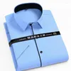 Casual shirts voor heren 2024 Zomer plus maat korte mouw jurk patchwork placket sociaal zakelijk werk regelmatig fit smart shirt