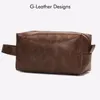 Vegan Leather Vintage Cosmetic Bag Toiletry Storage Bag Travel Organizer Bag For Men Women Casual Handbag MakeUp Bag 231222