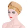 Etnik Giyim 2023 Afrika Headtie Elmaslar Giymeye Hazır Glitter Kadın Türban Kapakları Müslüman Başörtüsü Bonnet Hindistan Şapkaları Kadın Otogeller