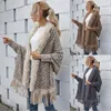 Szaliki Lopard Shawl Tassel Paszmina Kobiety Eleganckie opakowania Fałszywe futra kołnierzyka Karbian Zatrudniony zimowy Cape Miłcy poncho echarpes