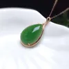 Sgarit Custom Factory Wholesale Natural Gemstone Jewellery 15x23mm Nephrite Green Jade Pendant Gold Jewelry