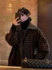 ラウタロ秋の冬ロングルーズカジュアルソフト格子縞のウールコート女性ダブル胸スタイリッシュなシックな高級デザイナー服231222