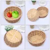 Dinnerware Sets 3 Pcs Woven Basket Coffee Table Tray Bamboo Storage Box Bread Hand Made Container