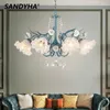 Lampadiers Luci a sospensione moderna Fiori pastorali francesi Crystal Crystal Crystal Living Room Dining Decor Design Lustre Design Luxe