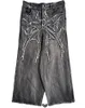 Jeans escuros de rua americanos jeans y2k street gótico harajuku lea reta de jeans de pés largos 231222