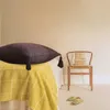 Oreiller coton lin carré couvre les couvertures d'oreillers tissés avec un boîtier simulé de glands