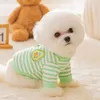 Köpek Giyim Yavruları Malzeme Giysileri Avokado Kış Tow Pet İki oyuncak kıyafet çizgili kazaklar bacaklı yeşil sıcak