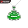 Wykwintne wysokiej jakości jadear buddha prawdziwa złota diamentowa biżuteria zielona jadeite urok wisiorek
