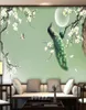 Fond de peint mural personnalisé Style chinois Magnolia Green Peacock Flowers Birds PO Paper Paper Salon TV 3D FRESCO6771468