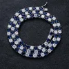 14K Blue Sapphire White Zircon Tennis Gemstone Copper Chain Necklace 5mm Cubic Zircon Stones Bling Tennis Chain Hip Hop 18inch 22I262V