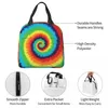 Dinnerware Color Tie Dye Lunch Bag Insulated With Compartments Reusable Tote Handle Portable For Kids Picnic School