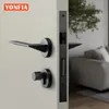 YONFIA A8046R01 Minimalist Square Black Modern Interior Door Handle Gold Home Levers Door Handles For Bathroom Wood Door 231222