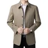 Heren Jackets Men Jacket Casual Spring Business Pak Long Sleeve Solid Color with Turn Down Collar for Autumn Coat