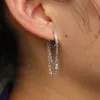 2018 Temperamento coreano Pendientes redondos de hebilla larga cadenas de doble pendientes colgantes joyas simples delicadas para mujeres brinco1846