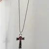 Colliers pendants Red Thorn Love Cross Grand Collier Femme Femme Punk Black Rope Chain Party Bijoux Accessoires