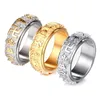 Sanskriet boeddhistische mantraring voor mannen vrouwen roteerbare goud zilveren kleur 316L roestvrij staal boeddhisme sieraden dropband rings204w